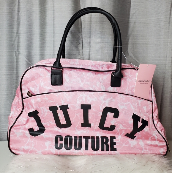 Juicy Couture Handbags - JUICY COUTURE pink/white marble roller duffle carry on bag
